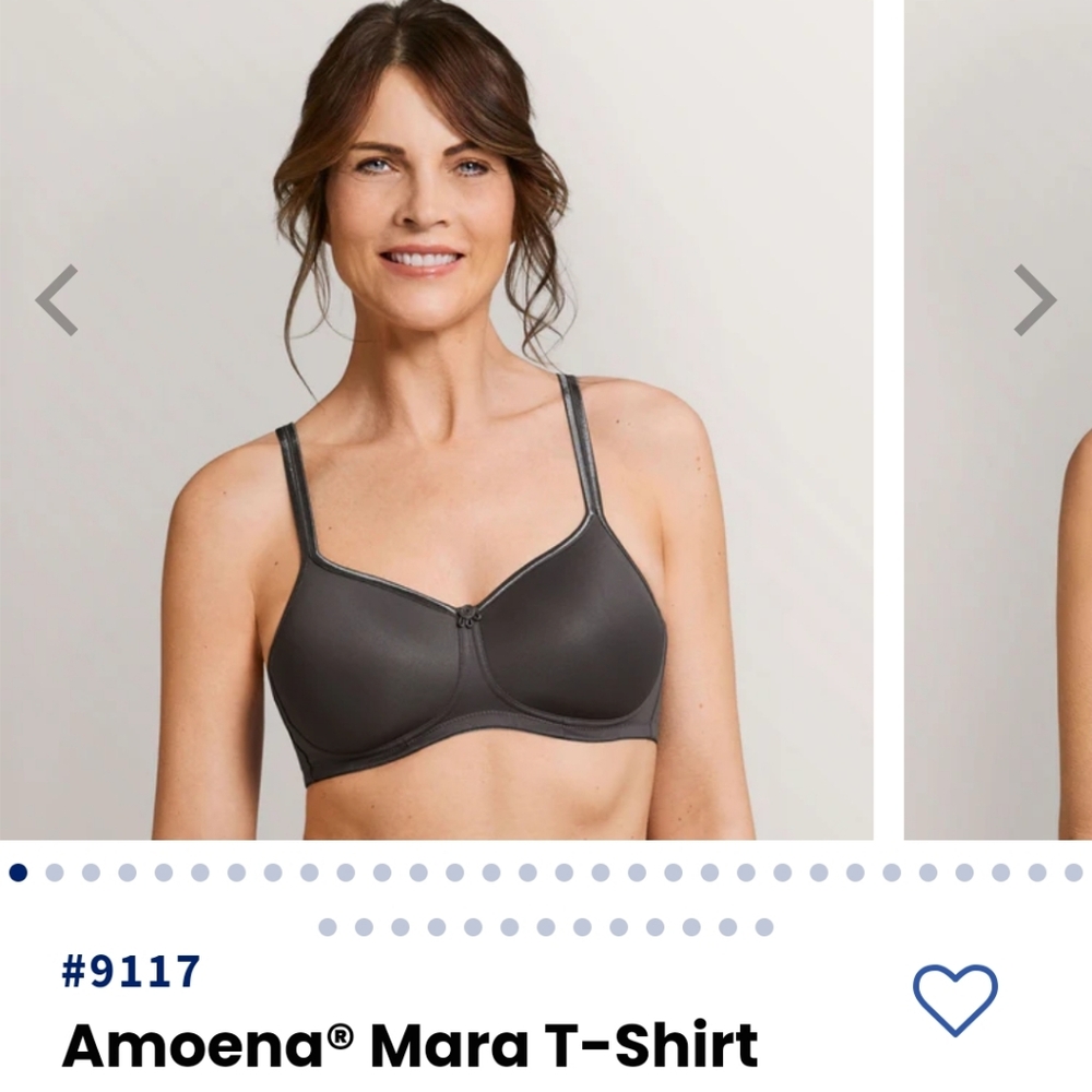 Amoena "Mara" T-shirt mastectomy bra with CoolMax pockets.